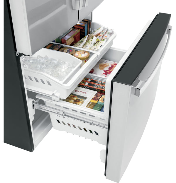 GE Counter-Depth 21.9-cu ft 3 -Door French Door Refrigerator with Ice Maker with Water Dispenser ( Stainless Steel ) ENERGY STAR Certified