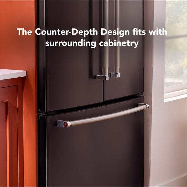 KitchenAid Counter-Depth 20-cu ft 3 -Door French Door Refrigerator with Ice Maker ( Black Stainless Steel ) ENERGY STAR Certified