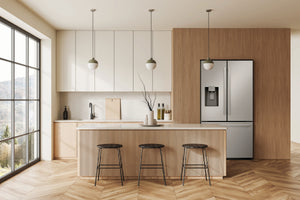 Sharp Standard-Depth 28.9-cu ft 3 -Door French Door Refrigerator with Ice Maker with Water and Ice Dispenser ( Stainless Steel ) ENERGY STAR Certified