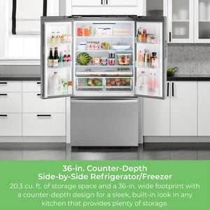 Kenmore Counter-Depth 20.3-cu ft 3 -Door French Door Refrigerator with Ice Maker ( Stainless Steel ) ENERGY STAR Certified