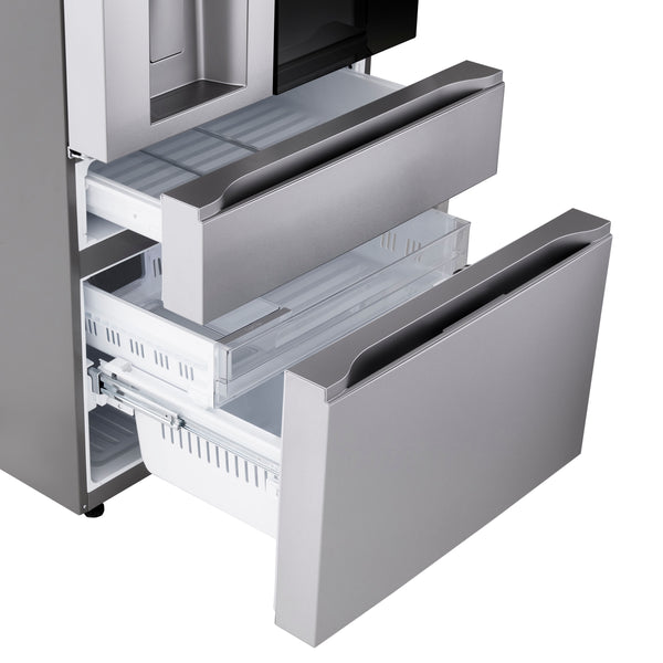 LG Standard-Depth InstaView MyColor 28.6-cu ft 4 -Door Smart Compatible French Door Refrigerator with Dual Ice Maker with Water and Ice Dispenser and Door within Door ( PrintProof Stainless Steel ) ENERGY STAR Certified