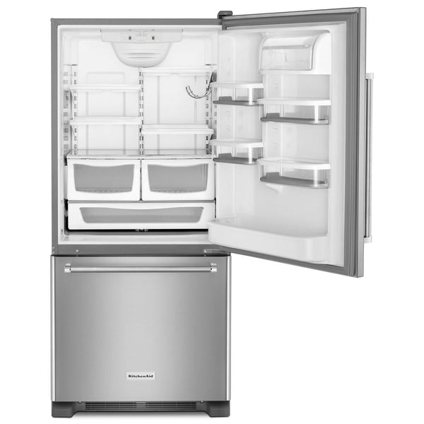 KitchenAid 18.67-cu ft Standard-Depth Bottom-Freezer Refrigerator Ice Maker Optional (sold separately) ( Stainless steel ) ENERGY STAR Certified