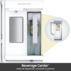 Samsung Bespoke Standard-Depth Inner Beverage Center 28.9-cu ft 4 -Door Smart Compatible French Door Refrigerator with Ice Maker with Water Dispenser ( Stainless Steel ) ENERGY STAR Certified