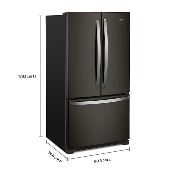 Whirlpool Counter-Depth 20-cu ft 3 -Door French Door Refrigerator with Ice Maker ( Black Stainless Steel ) ENERGY STAR Certified