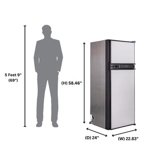 Equator Advanced Appliances RV 12V/DC OFF-GRID 10-cu ft Counter-Depth Top-Freezer Refrigerator Built-In ( Stainless )