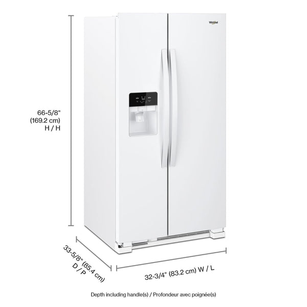Whirlpool In-Door Can Caddy 21.4-cu ft Side-by-Side Refrigerator with Ice Maker ,Water and Ice Dispenser ( White )