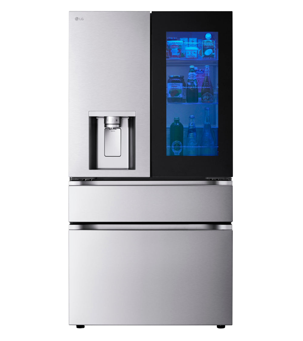 LG Standard-Depth InstaView MyColor 28.6-cu ft 4 -Door Smart Compatible French Door Refrigerator with Dual Ice Maker with Water and Ice Dispenser and Door within Door ( PrintProof Stainless Steel ) ENERGY STAR Certified