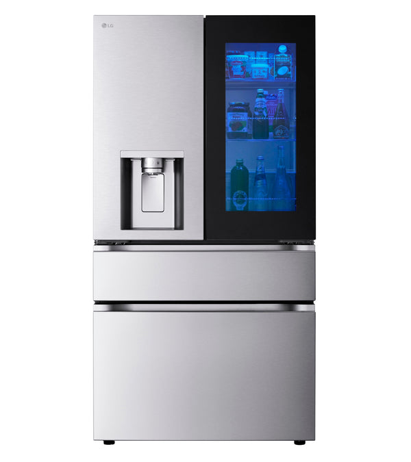 LG Standard-Depth InstaView MyColor 28.6-cu ft 4 -Door Smart Compatible French Door Refrigerator with Dual Ice Maker with Water and Ice Dispenser and Door within Door ( PrintProof Stainless Steel ) ENERGY STAR Certified