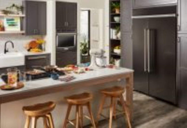 KitchenAid 30-cu ft Counter-Depth Side-by-Side Refrigerator Built-In ( Black Stainless Steel with PrintShield Finish )