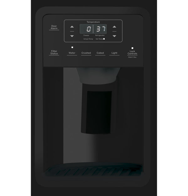 GE 25.3-cu ft Side-by-Side Refrigerator with Ice Maker ,Water and Ice Dispenser ( Black )