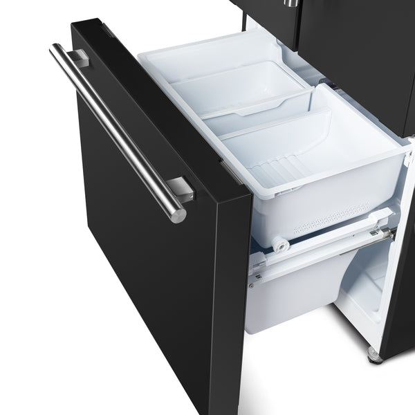 FORNO Counter-Depth Espresso Gallipoli 17.5-cu ft 3 -Door French Door Refrigerator with Ice Maker with Ice Dispenser ( Black ) ENERGY STAR Certified