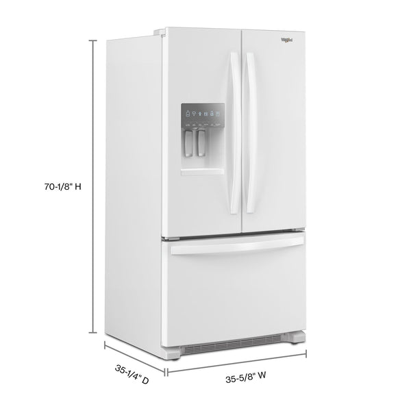 Whirlpool Standard-Depth 24.7-cu ft 3 -Door French Door Refrigerator with Ice Maker with Water and Ice Dispenser ( White ) ENERGY STAR Certified
