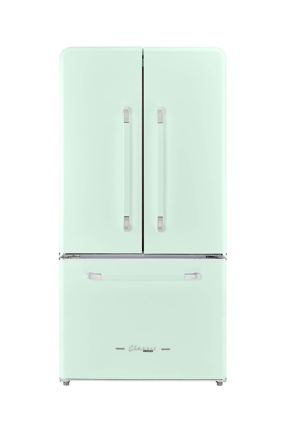 UNIQUE Classic Retro Counter-Depth 21.4-cu ft 3 -Door French Door Refrigerator with Ice Maker with Ice Dispenser ( Summer Mint Green ) ENERGY STAR Certified