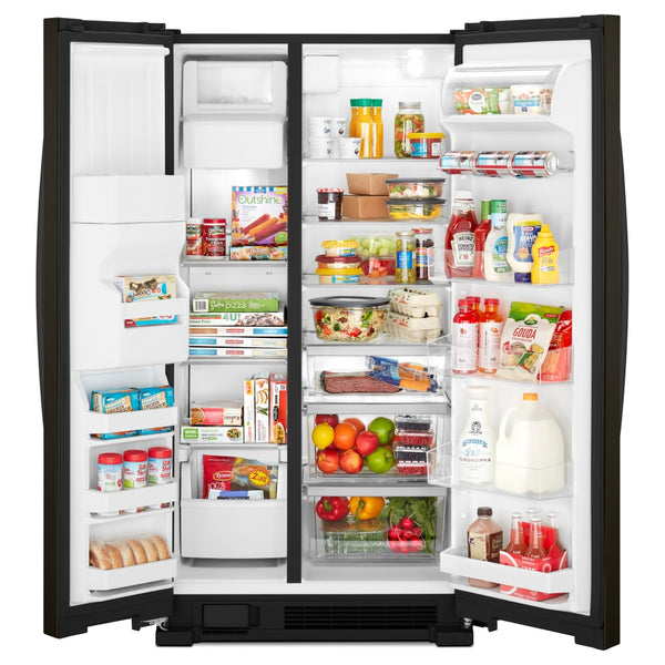 Whirlpool In-Door Can Caddy 21.4-cu ft Side-by-Side Refrigerator with Ice Maker ,Water and Ice Dispenser ( Fingerprint Resistant Black Stainless )