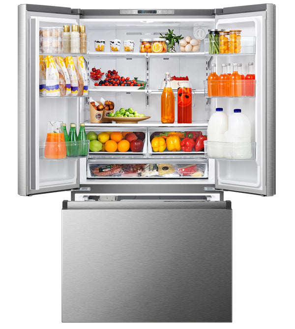 Hisense PureFlat Standard-Depth 26.6-cu ft 3 -Door French Door Refrigerator with Ice Maker with Water Dispenser ( Fingerprint resistant stainless steel ) ENERGY STAR Certified