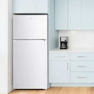 Midea Fingerprint Resistant 14.2-cu ft Counter-Depth Top-Freezer Refrigerator ( White ) Garage Ready ENERGY STAR Certified