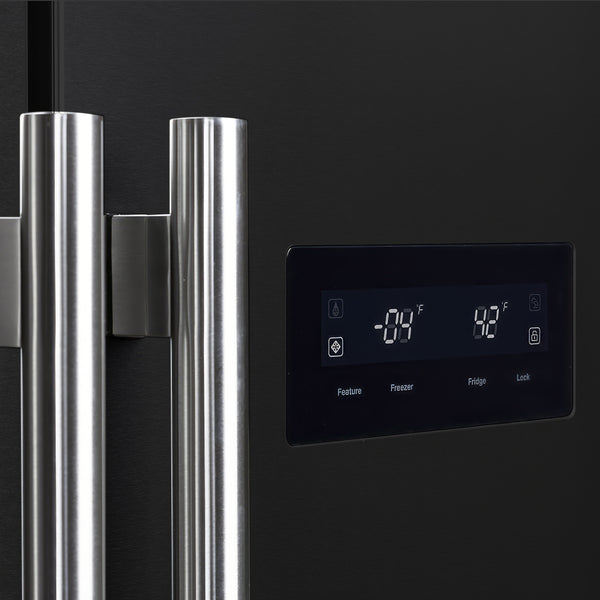 FORNO Salerno Espresso 15.62-cu ft Counter-Depth Side-by-Side Refrigerator ( Black )