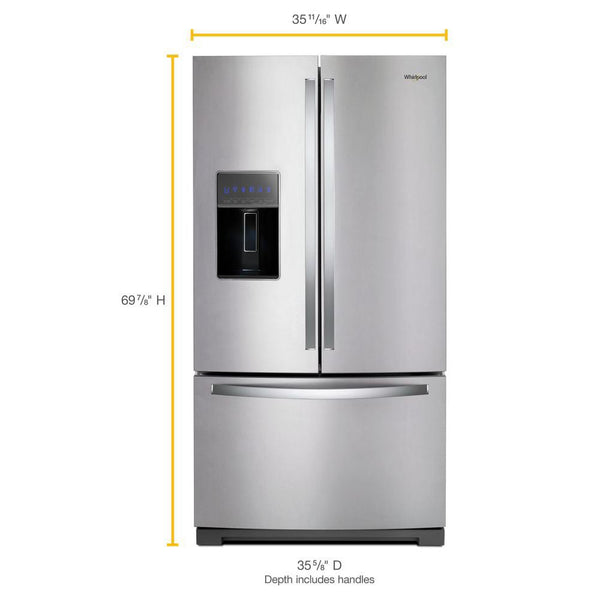 Whirlpool Standard-Depth 26.8-cu ft 3 -Door French Door Refrigerator with Ice Maker with Water and Ice Dispenser ( Fingerprint Resistant Stainless Steel ) ENERGY STAR Certified