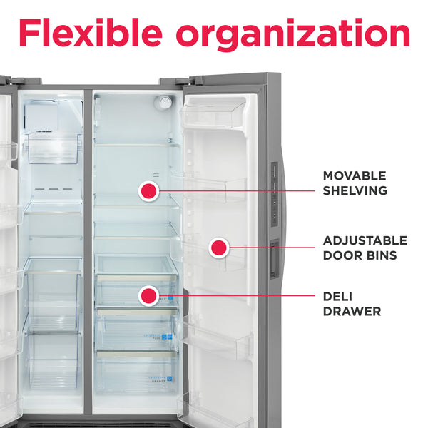 Frigidaire Gallery 26-cu ft Side-by-Side Refrigerator with Ice Maker and Water Dispenser ( Smudge-Proof Stainless Steel ) ENERGY STAR Certified