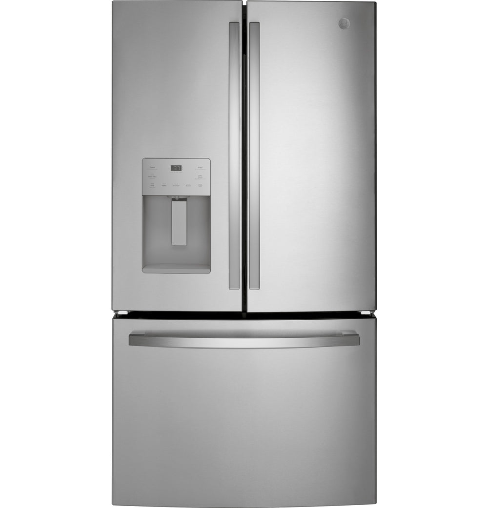 GE Counter-Depth 20.6-cu ft 3 -Door French Door Refrigerator with Ice Maker with Water and Ice Dispenser ( Stainless Steel ) ENERGY STAR Certified