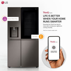 LG 27.1-cu ft Side-by-Side Refrigerator Smart Compatible with Ice Maker ,Water and Ice Dispenser ( PrintProof Black Stainless Steel ) ENERGY STAR Certified