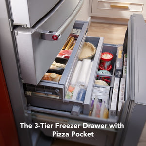 KitchenAid Standard-Depth 26.2-cu ft 4 -Door French Door Refrigerator with Ice Maker with Water and Ice Dispenser ( PrintShield Stainless )