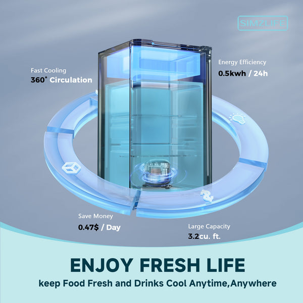 SIMZLIFE 3.2-cu ft Mini Fridge with Freezer ( Silver ) Garage Ready