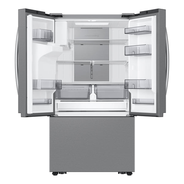 Samsung Counter-Depth Mega Capacity 25.5-cu ft 3 -Door Smart Compatible French Door Refrigerator Triple with Water and Ice Dispenser ( Fingerprint Resistant Stainless Steel ) ENERGY STAR Certified