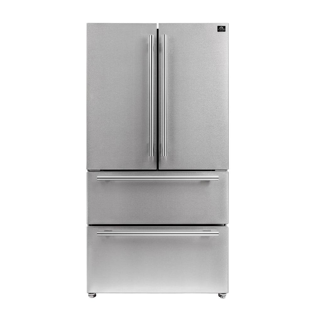 FORNO Counter-Depth Moena 19.2-cu ft 4 -Door French Door Refrigerator with Ice Maker with Ice Dispenser ( Stainless steel )