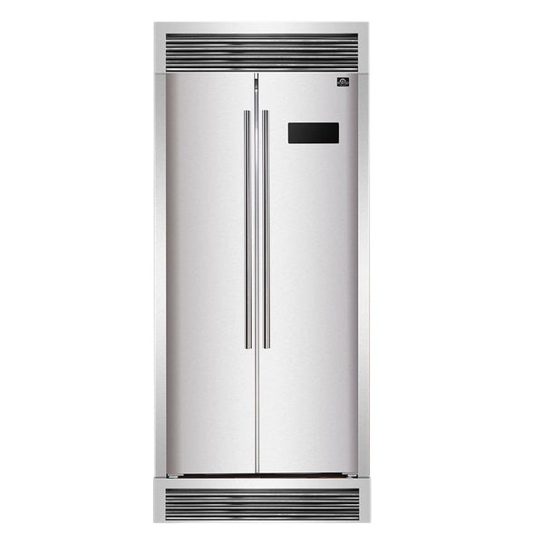 FORNO Salerno 15.6-cu ft Counter-Depth Side-by-Side Refrigerator ( Stainless steel )