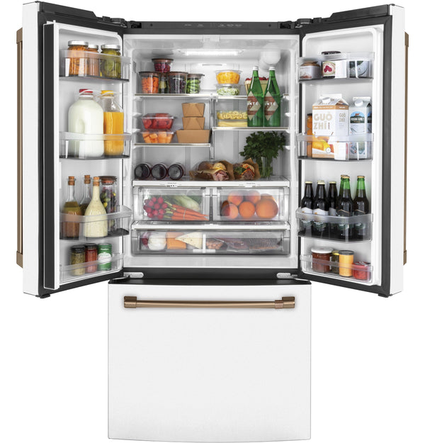 Cafe Counter-Depth 18.6-cu ft 3 -Door French Door Refrigerator with Ice Maker with Water Dispenser ( Matte White ) ENERGY STAR Certified