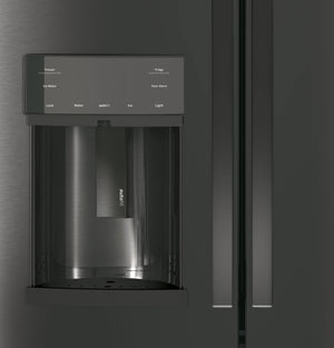 GE Profile Counter-Depth 22.2-cu ft 3 -Door French Door Refrigerator with Ice Maker with Water and Ice Dispenser ( Black Stainless ) ENERGY STAR Certified
