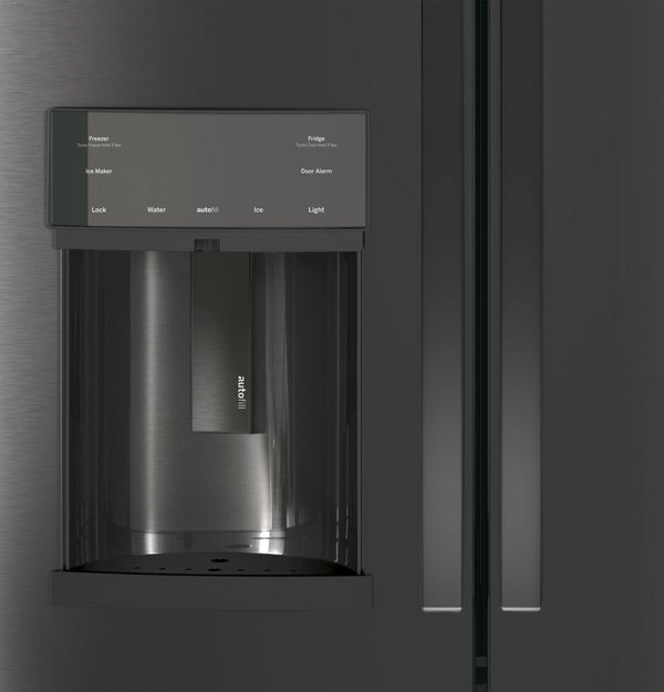 GE Profile Counter-Depth 22.2-cu ft 3 -Door French Door Refrigerator with Ice Maker with Water and Ice Dispenser ( Black Stainless ) ENERGY STAR Certified