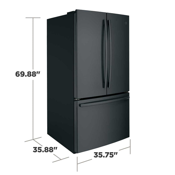 GE Standard-Depth 27-cu ft 3 -Door French Door Refrigerator with Ice Maker with Water Dispenser ( Black ) ENERGY STAR Certified
