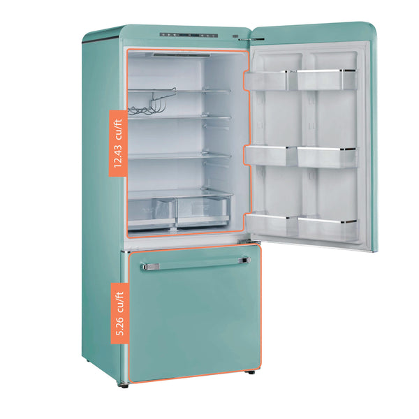 UNIQUE Classic Retro 17.7-cu ft Counter-Depth Bottom-Freezer Refrigerator with Ice Maker ( Ocean Mist Turquoise ) ENERGY STAR Certified