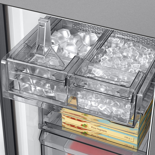 Samsung Bespoke Counter-Depth Beverage Center 22.5-cu ft 4 -Door Smart Compatible French Door Refrigerator with Dual Ice Maker with Water Dispenser and Door within Door ( Stainless steel ) ENERGY STAR Certified