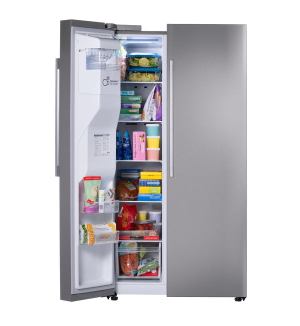 LG 26.6-cu ft Side-by-Side Refrigerator Smart Compatible with Ice Maker ,Water and Ice Dispenser ( PrintProof Stainless Steel ) ENERGY STAR Certified