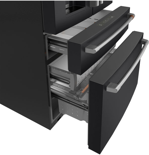 Cafe Counter-Depth 22.3-cu ft 4 -Door Smart Compatible French Door Refrigerator with Ice Maker with Water and Ice Dispenser ( Matte Black ) ENERGY STAR Certified