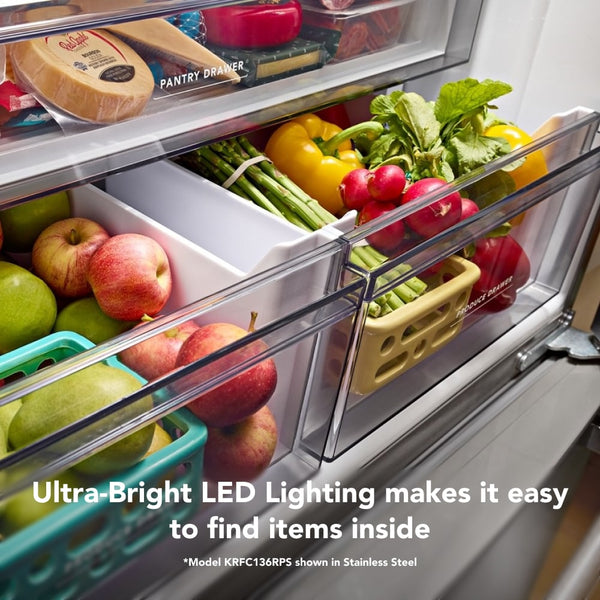 KitchenAid Counter-Depth 20-cu ft 3 -Door French Door Refrigerator with Ice Maker ( Black Stainless Steel ) ENERGY STAR Certified