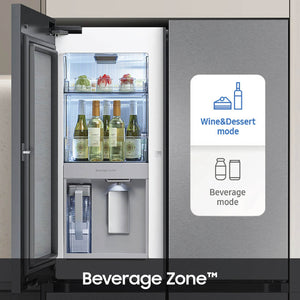 Samsung Bespoke Counter-Depth Beverage Center 22.5-cu ft 4 -Door Smart Compatible French Door Refrigerator with Dual Ice Maker with Water Dispenser and Door within Door ( Stainless steel ) ENERGY STAR Certified