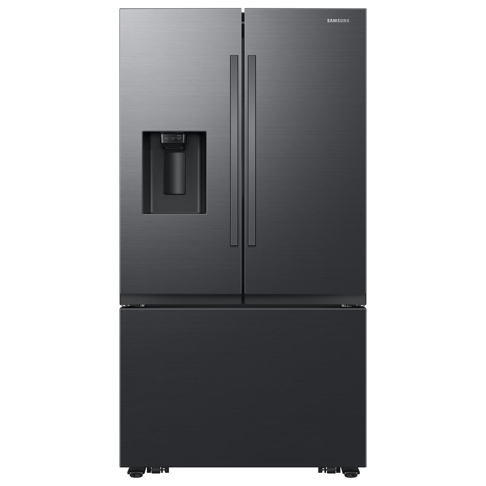 Samsung Standard-Depth Mega Capacity 30.5-cu ft 3 -Door Smart Compatible French Door Refrigerator Triple with Water and Ice Dispenser ( Matte Black Stainless ) ENERGY STAR Certified