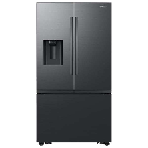 Samsung Standard-Depth Mega Capacity 30.5-cu ft 3 -Door Smart Compatible French Door Refrigerator Triple with Water and Ice Dispenser ( Matte Black Stainless ) ENERGY STAR Certified