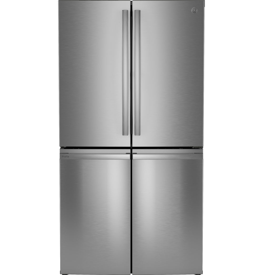 GE Profile Counter-Depth 22.9-cu ft 4 -Door Smart Compatible French Door Refrigerator with Ice Maker with Water Dispenser and Door within Door ( Stainless Steel ) ENERGY STAR Certified