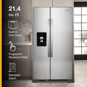 Whirlpool In-Door Can Caddy 21.4-cu ft Side-by-Side Refrigerator with Ice Maker ,Water and Ice Dispenser ( Fingerprint Resistant Black Stainless )