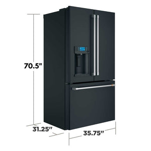 Cafe Counter-Depth 22.2-cu ft 3 -Door Smart Compatible French Door Refrigerator with Ice Maker with Water and Ice Dispenser ( Matte Black ) ENERGY STAR Certified