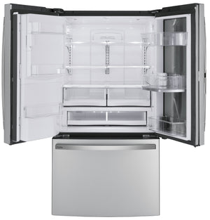 GE Profile Standard-Depth 27.8-cu ft 3 -Door French Door Refrigerator with Ice Maker with Water and Ice Dispenser and Door within Door ( Stainless Steel )