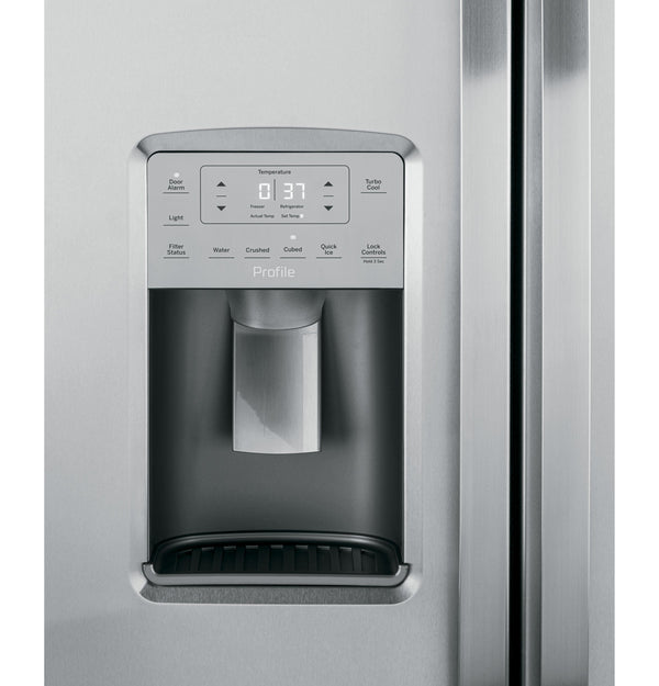 GE Profile 21.9-cu ft Counter-Depth Side-by-Side Refrigerator with Ice Maker ,Water and Ice Dispenser ( Stainless Steel )