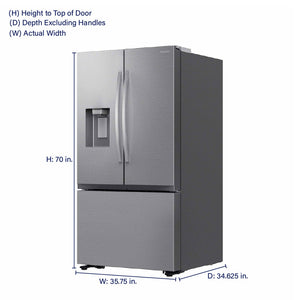 Samsung Standard-Depth Mega Capacity 30.5-cu ft 3 -Door Smart Compatible French Door Refrigerator Triple with Water and Ice Dispenser ( Fingerprint Resistant Stainless Steel ) ENERGY STAR Certified