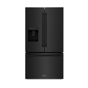 ZLINE KITCHEN & BATH Standard-Depth 28.9-cu ft 3 -Door French Door Refrigerator with Ice Maker with Water and Ice Dispenser ( Black Stainless Steel with Black Stainless Steel Handle ) ENERGY STAR Certified