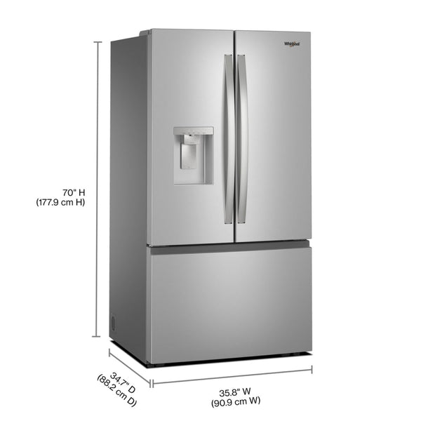 Whirlpool Standard-Depth 29.58-cu ft 3 -Door French Door Refrigerator with Ice Maker with Water and Ice Dispenser ( Fingerprint Resistant Stainless Finish ) ENERGY STAR Certified